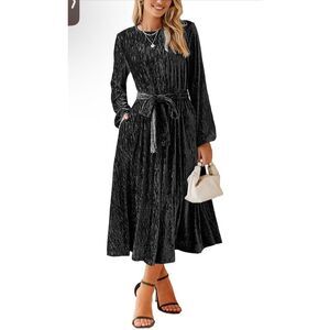 NEW Velvet Lantern Sleeve High Waist A-Line Formal Party Dress XL